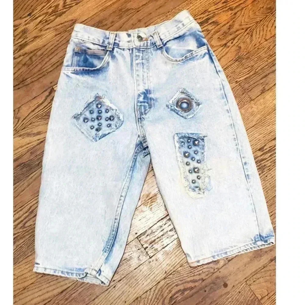 Vintage jorts acid wash No excuse 1980s womens size 7 knee length